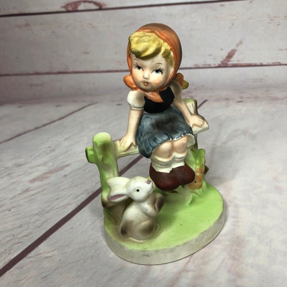 Collectors Choice Flambro Girl Rabbit Figurine